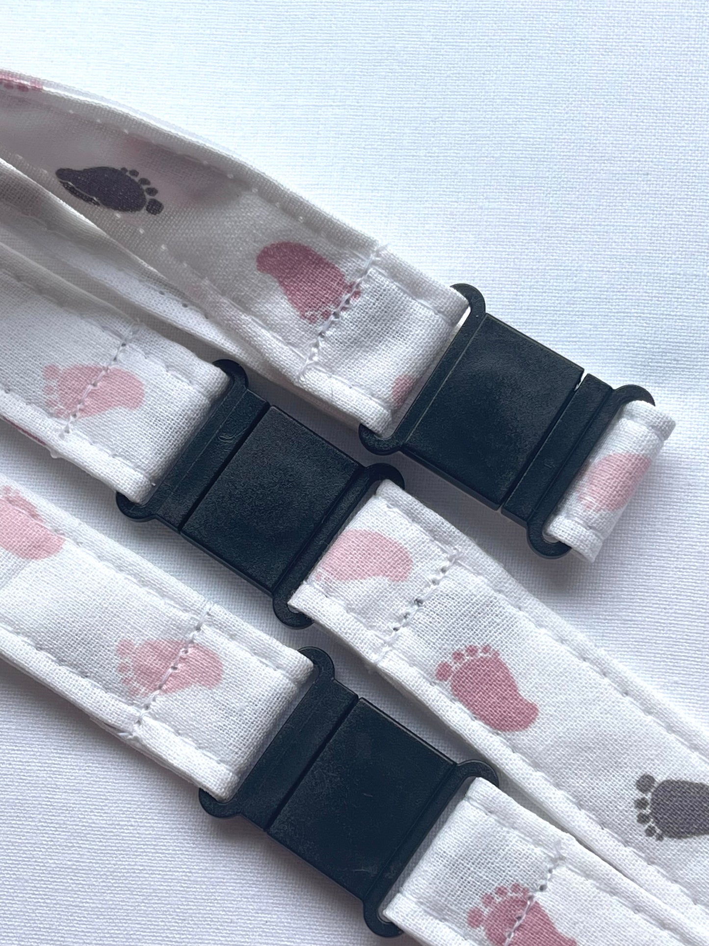 Foot Print PINK Color Fabric Breakaway Lanyard - House of Lanyards