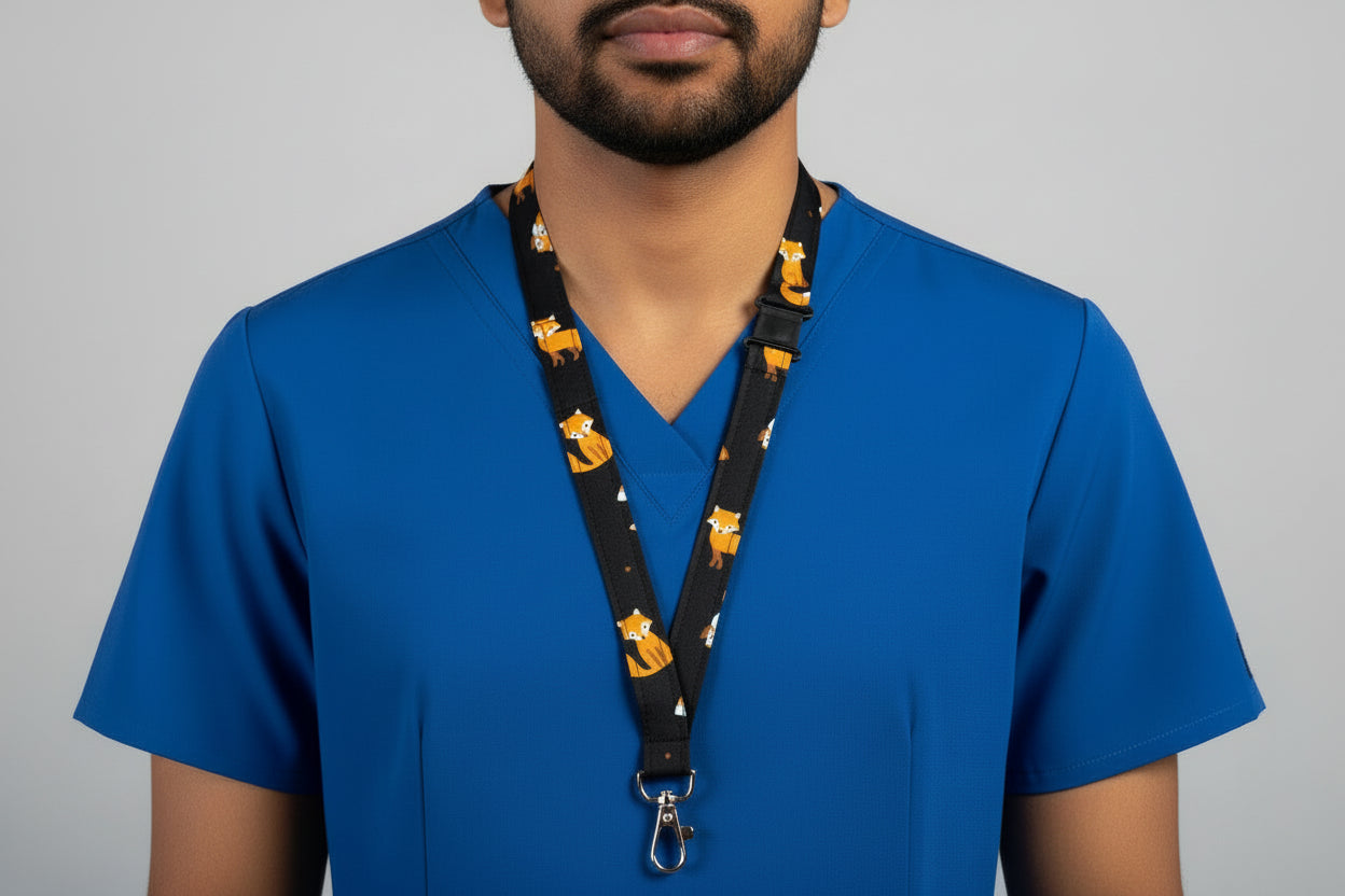 Handmade safety breakaway lanyard with anti-strangulation release points for NHS, healthcare, education and security staff
