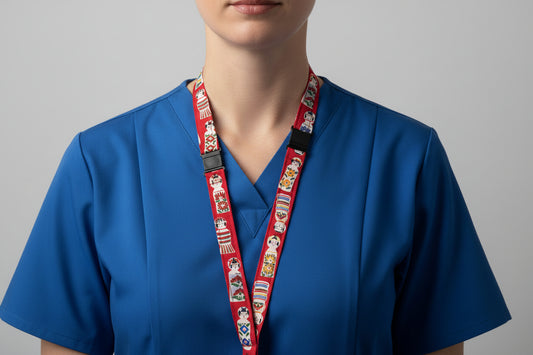 Handmade safety breakaway lanyard with anti-strangulation release points for NHS, healthcare, education and security staff