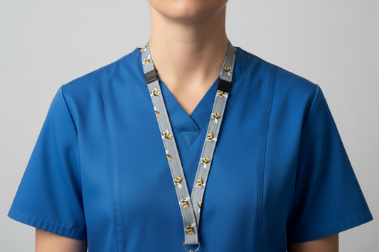 Handmade safety breakaway lanyard with anti-strangulation release points for NHS, healthcare, education and security staff