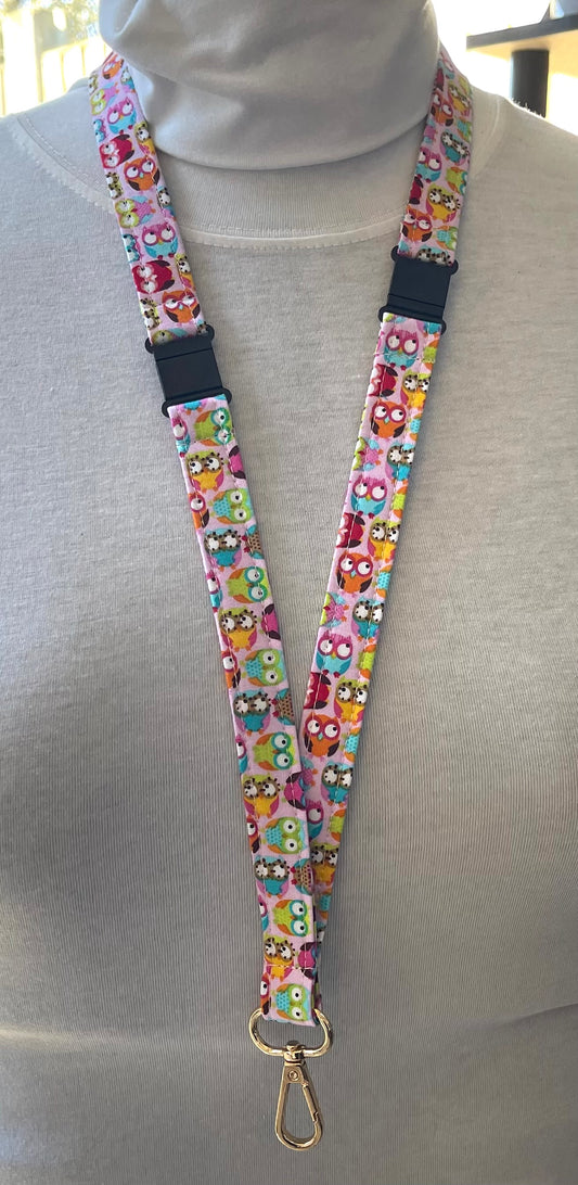 Owls Fabric Breakaway Lanyard - House of Lanyards