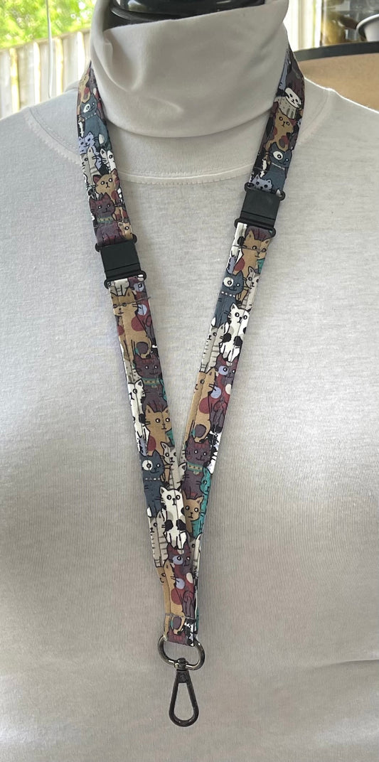 Cat fabric Breakaway Lanyard - House of Lanyards