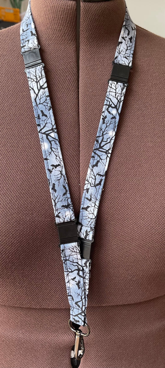 Bats in Moonlight Fabric Breakaway Lanyard - House of Lanyards