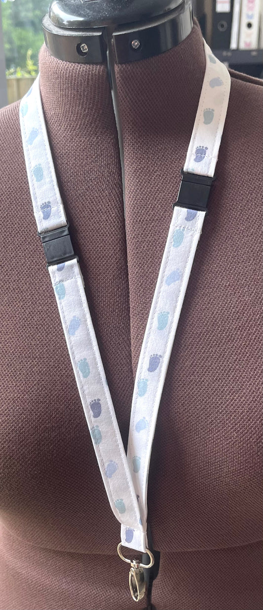 Foot Print BLUE Color Fabric Breakaway Lanyard - House of Lanyards