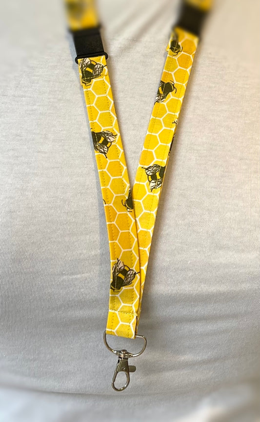 Yellow Bee Fabric Breakaway Lanyard - House of Lanyards