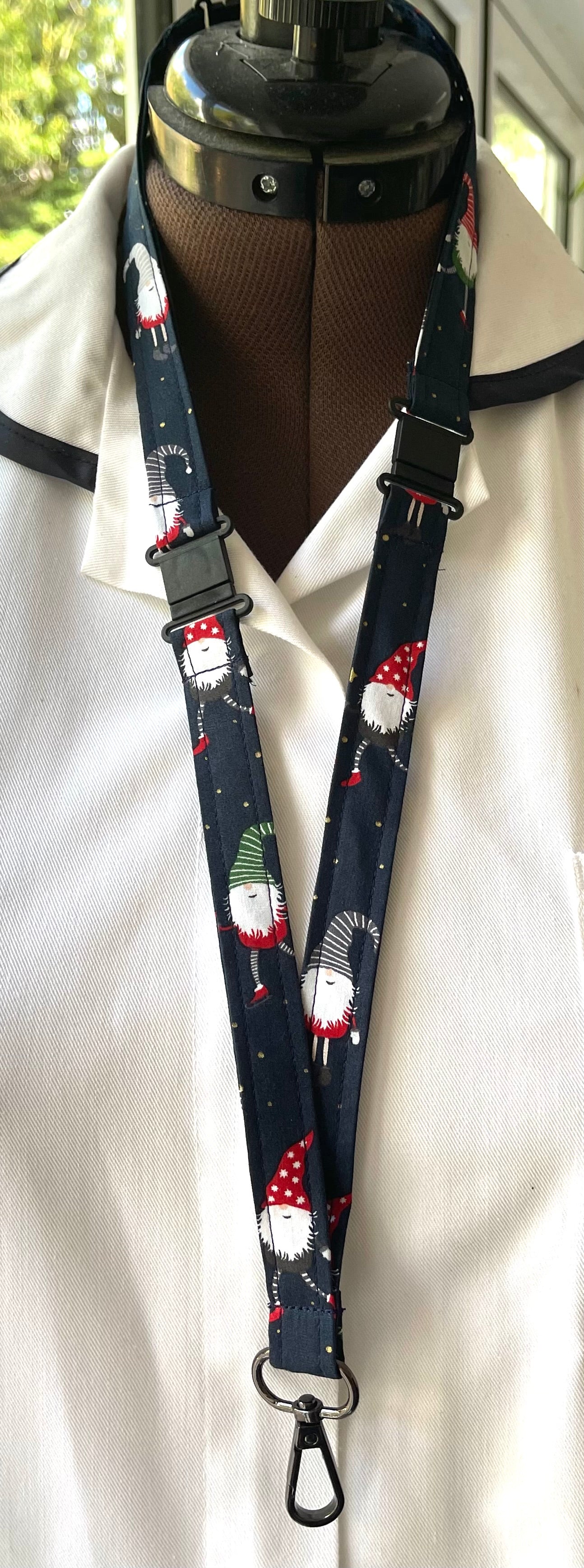 Christmas: Nordic Gnome Fabric Breakaway Lanyard - House of Lanyards