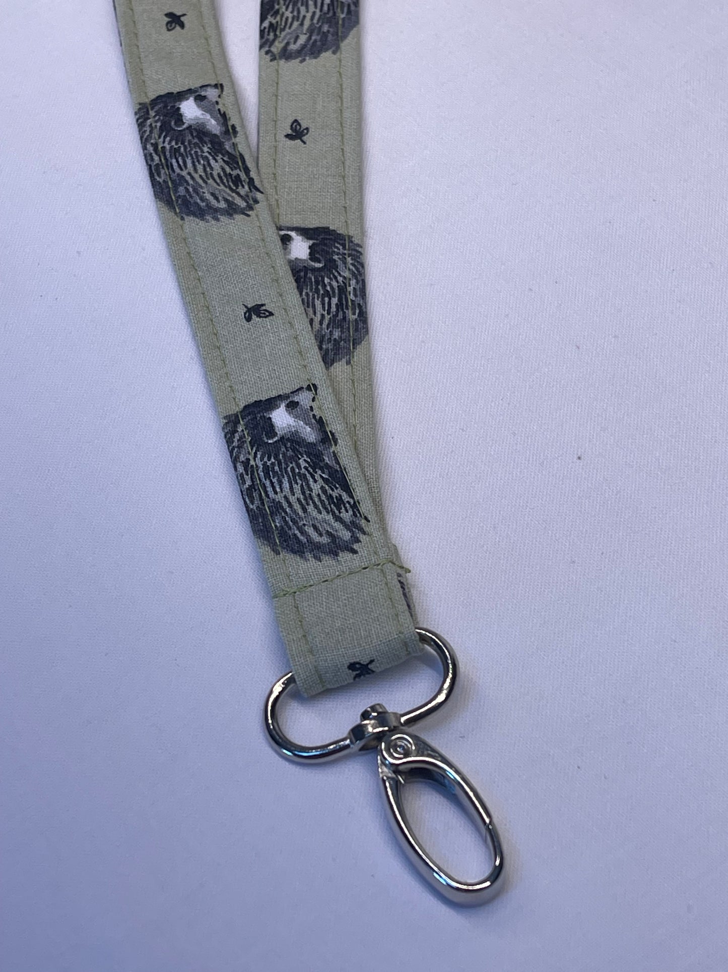 Hedgehog Green Fabric Breakaway Lanyard