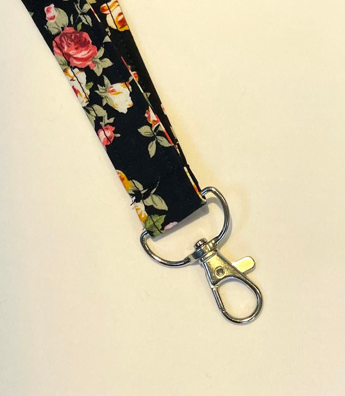 Black Floral Fabric Breakaway Lanyard - House of Lanyards