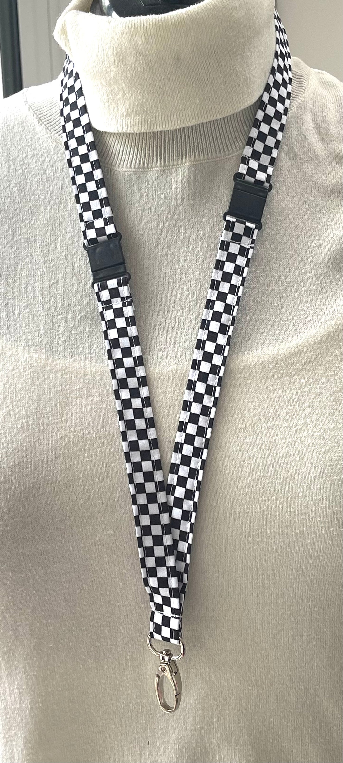 Checker Board Fabric Breakaway Lanyard