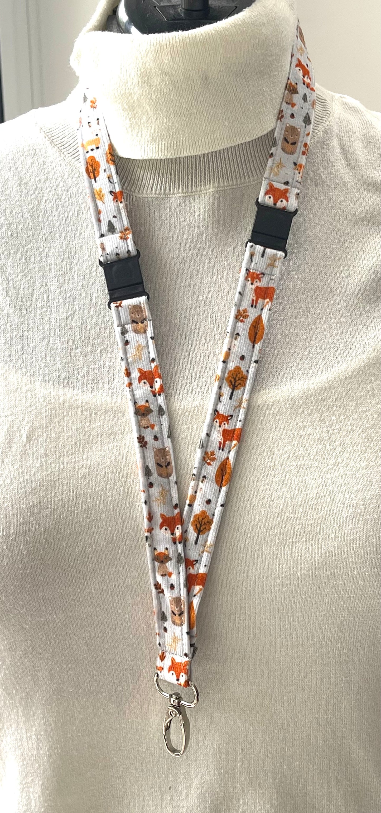 Foxes Friends Fabric Breakaway Lanyard