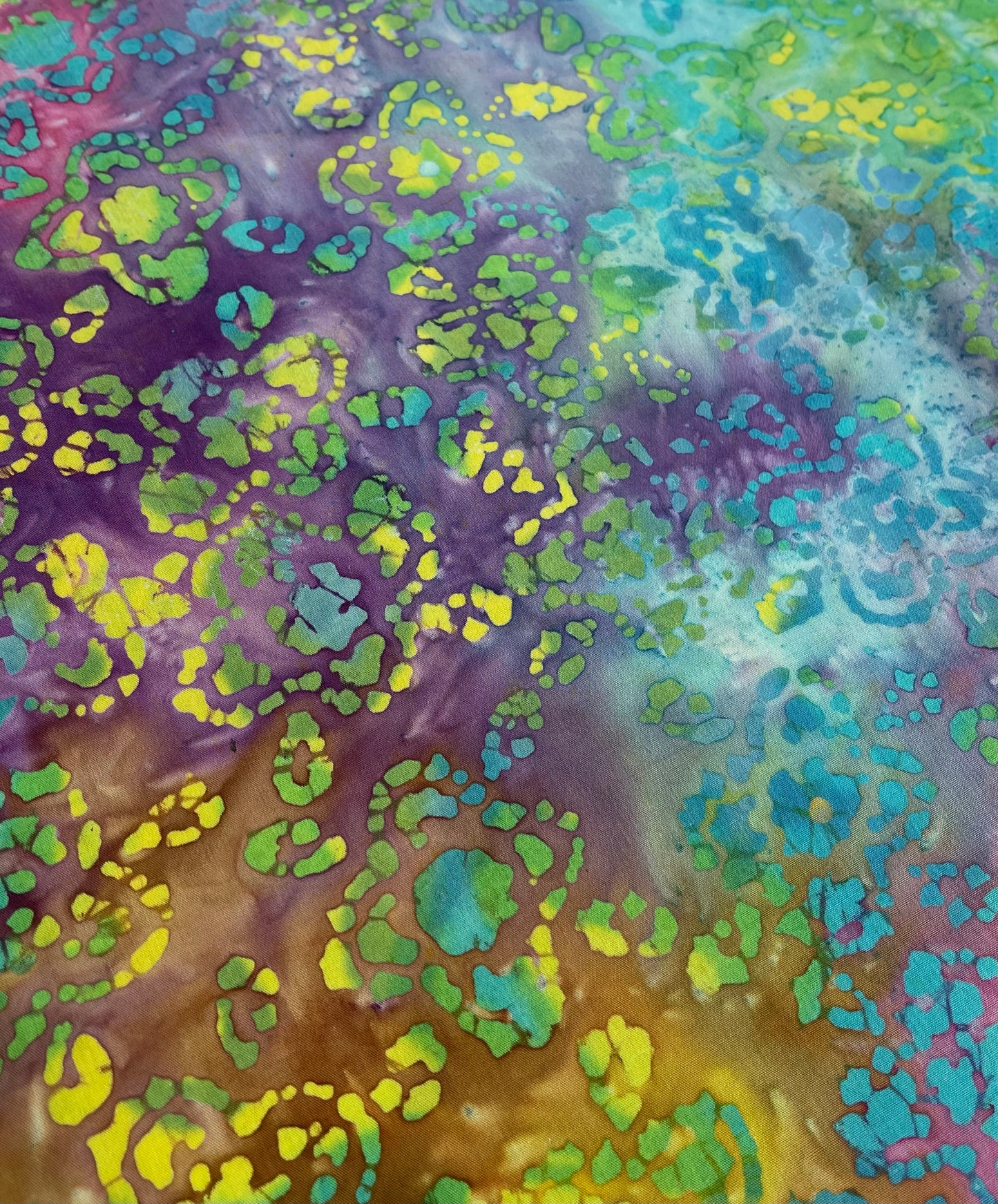 Flowers on Rainbow Batik Fabric Breakaway Lanyard