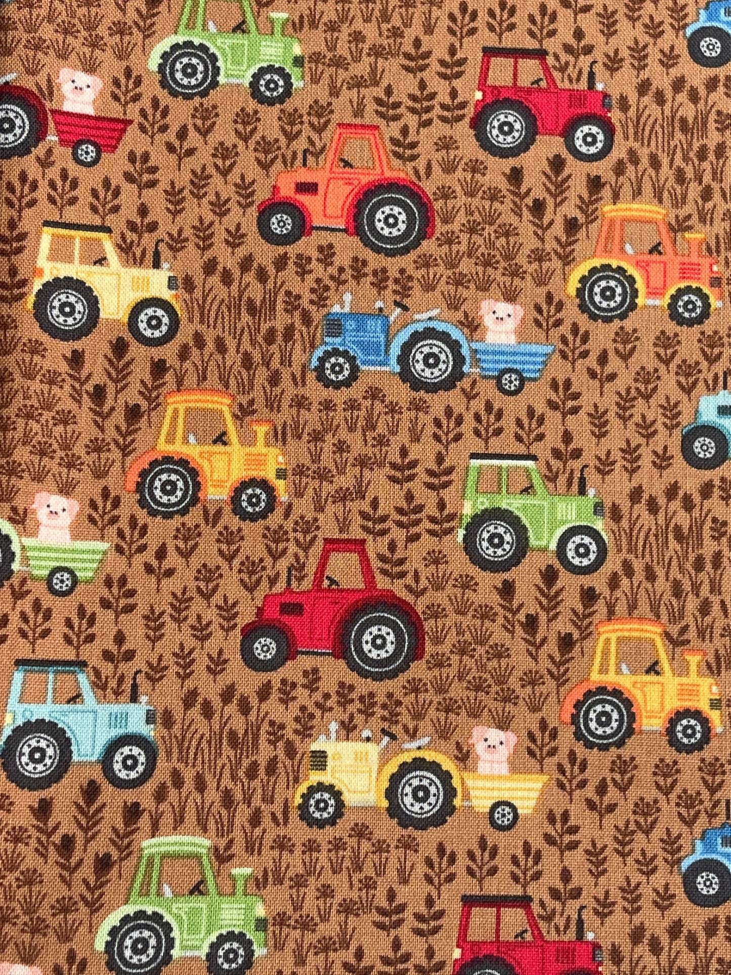 Tractors on Brown Fabric Breakaway Lanyard