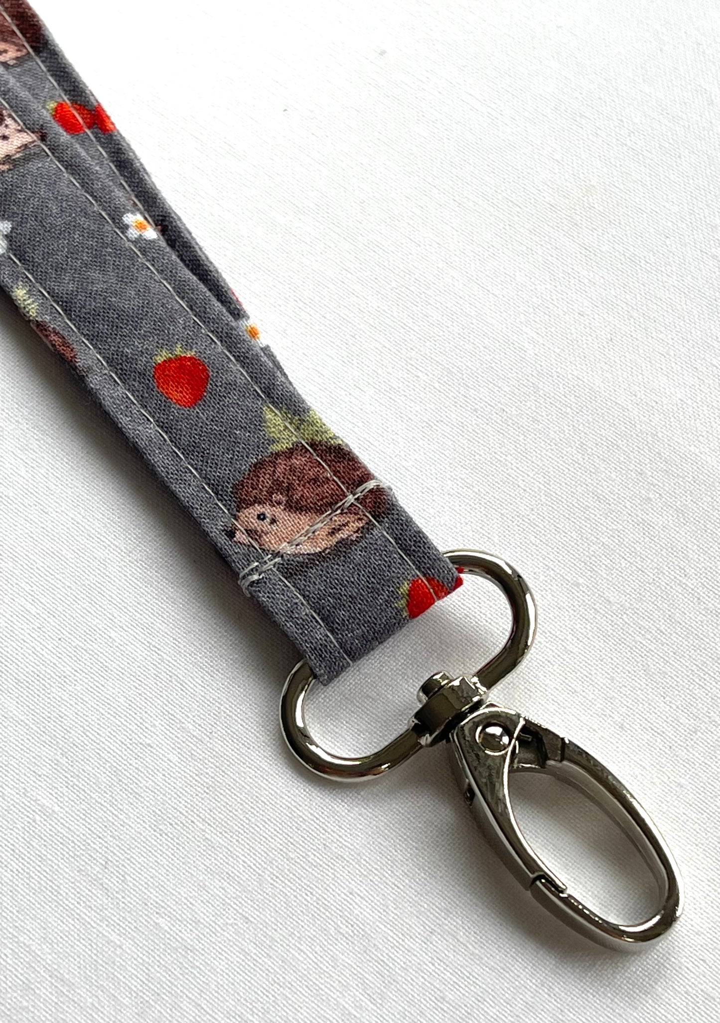 Strawberry Hedgehog Fabric Breakaway Lanyard