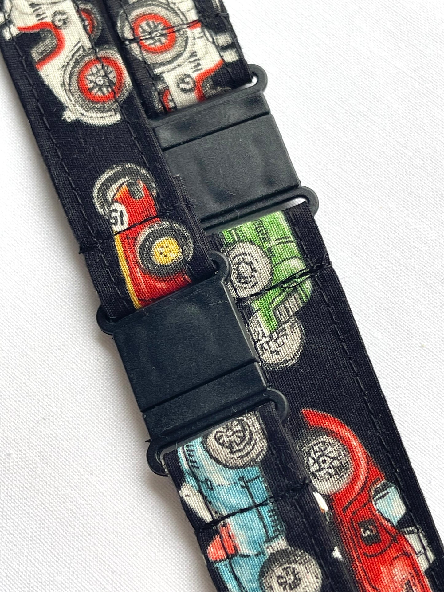 Vintages Cars on Black Fabric Breakaway Lanyard