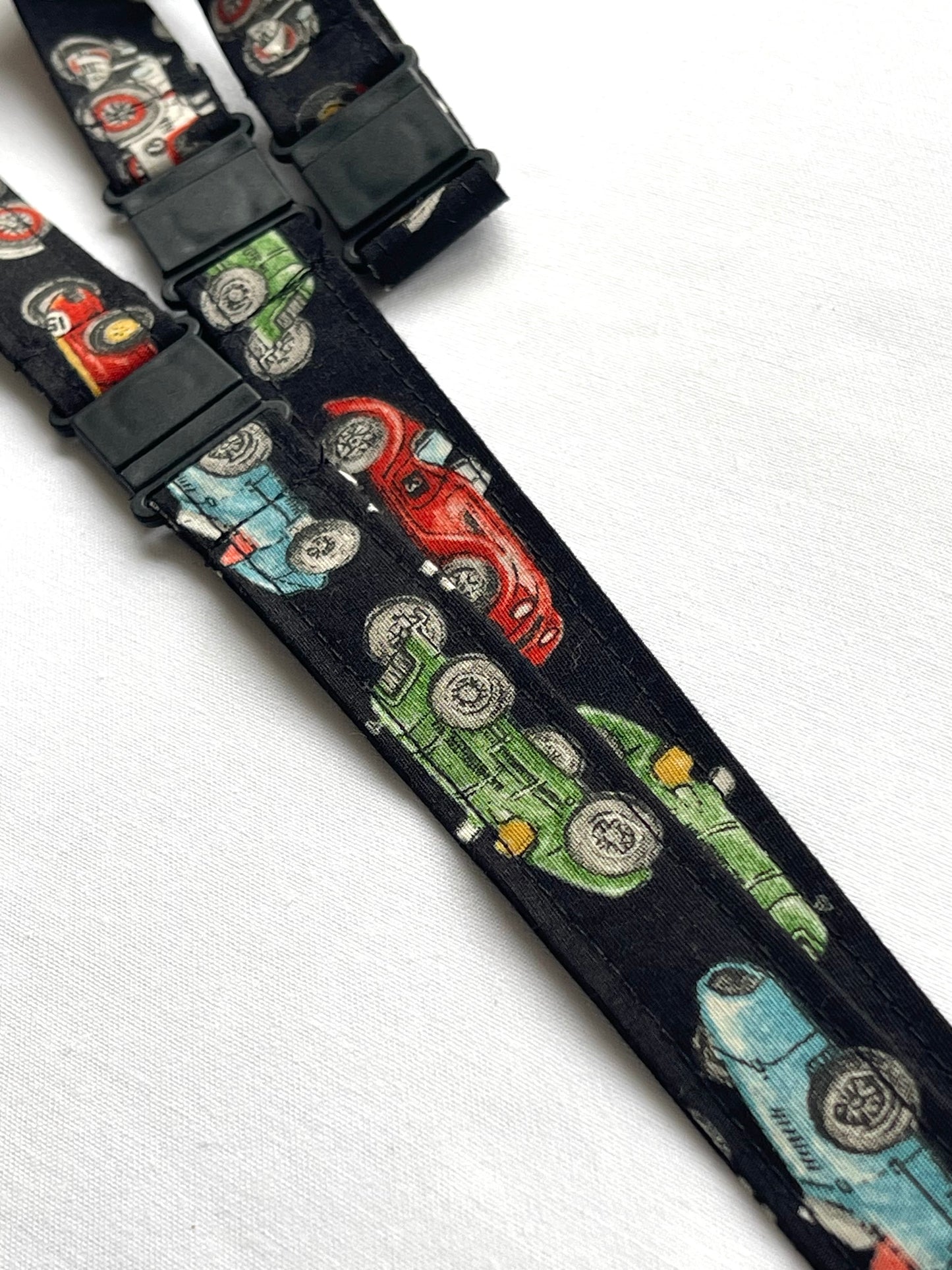 Vintages Cars on Black Fabric Breakaway Lanyard