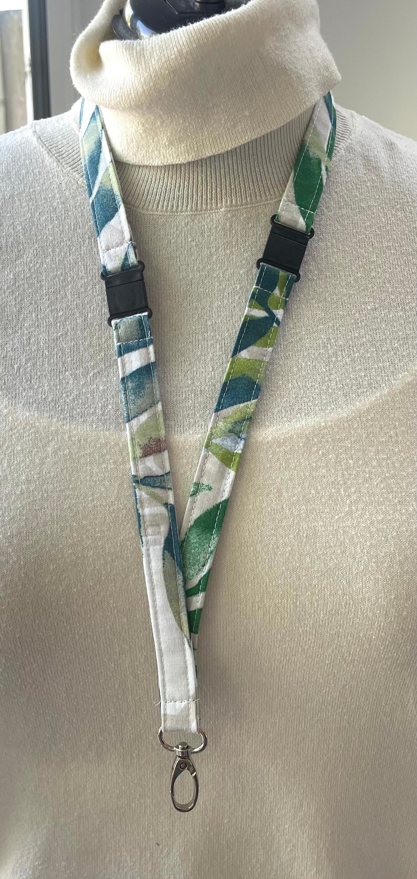 Reclaimed fabric: Willow Meadow fabric safety breakaway lanyard