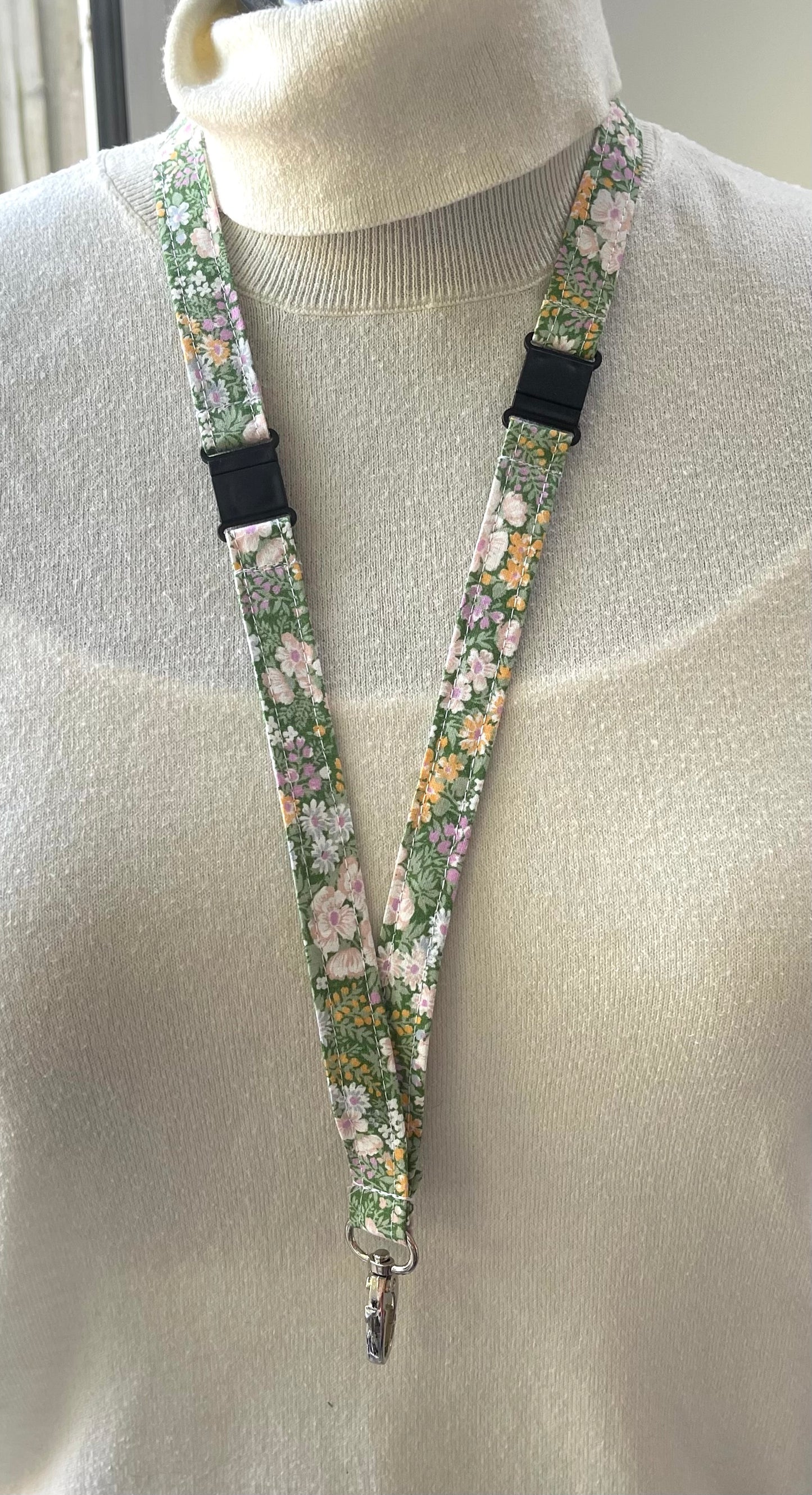 Reclaimed fabric: Wildflower Meadow fabric safety breakaway lanyard