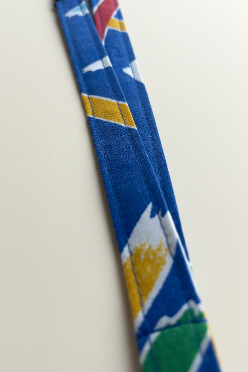 Reclaimed fabric: Painted Harbour fabric safety breakaway lanyard