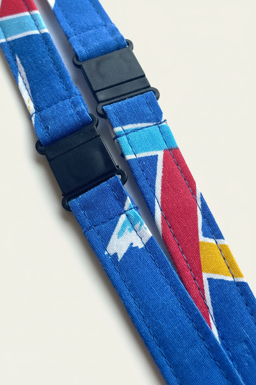 Reclaimed fabric: Painted Harbour fabric safety breakaway lanyard