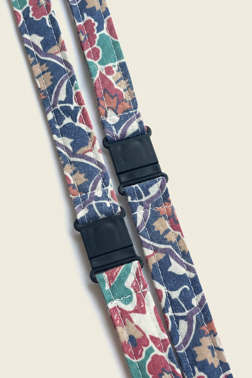 Reclaimed fabric: Mosaic Bloom fabric safety breakaway lanyard