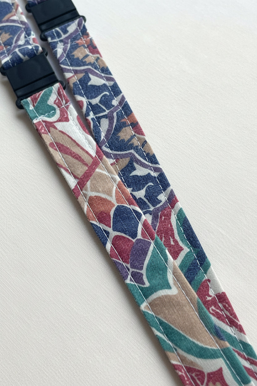 Reclaimed fabric: Mosaic Bloom fabric safety breakaway lanyard