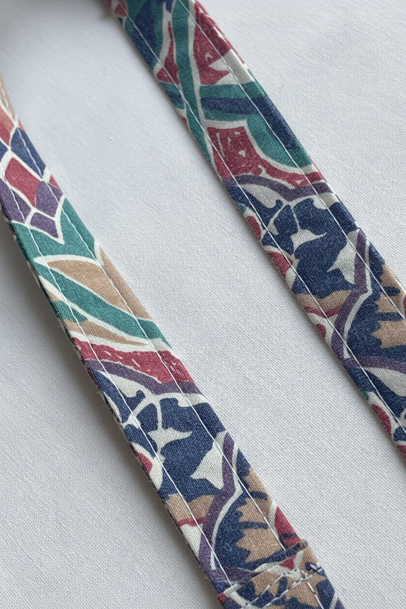 Reclaimed fabric: Mosaic Bloom fabric safety breakaway lanyard