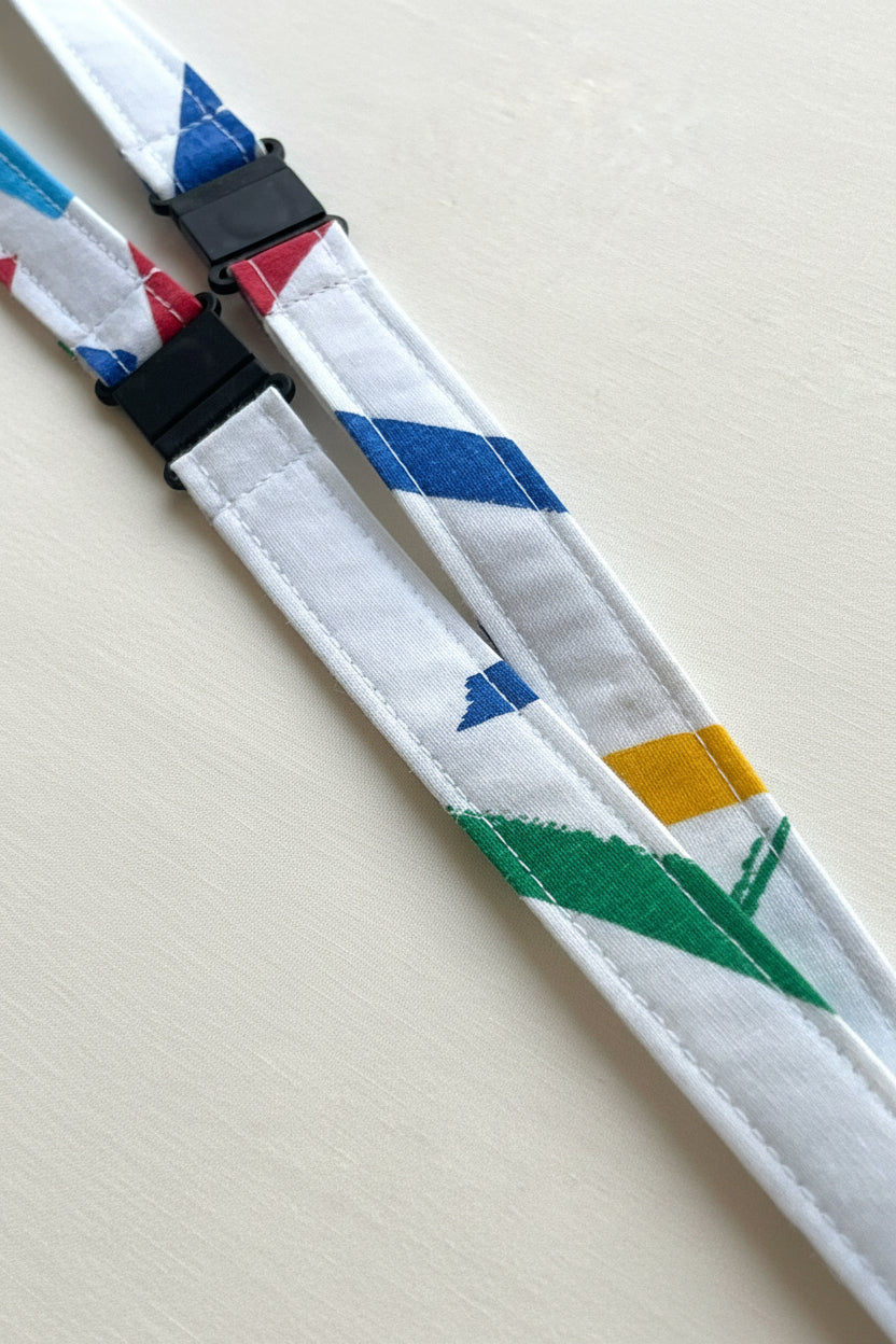 Reclaimed fabric: Studio Lines fabric safety breakaway lanyard
