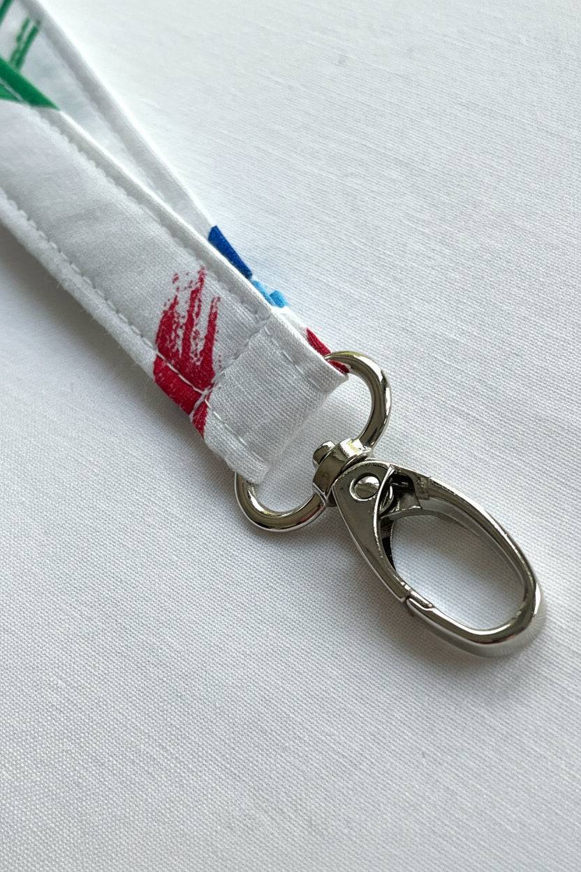 Reclaimed fabric: Studio Lines fabric safety breakaway lanyard