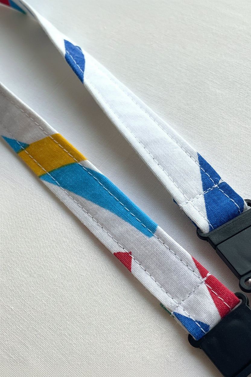 Reclaimed fabric: Studio Lines fabric safety breakaway lanyard