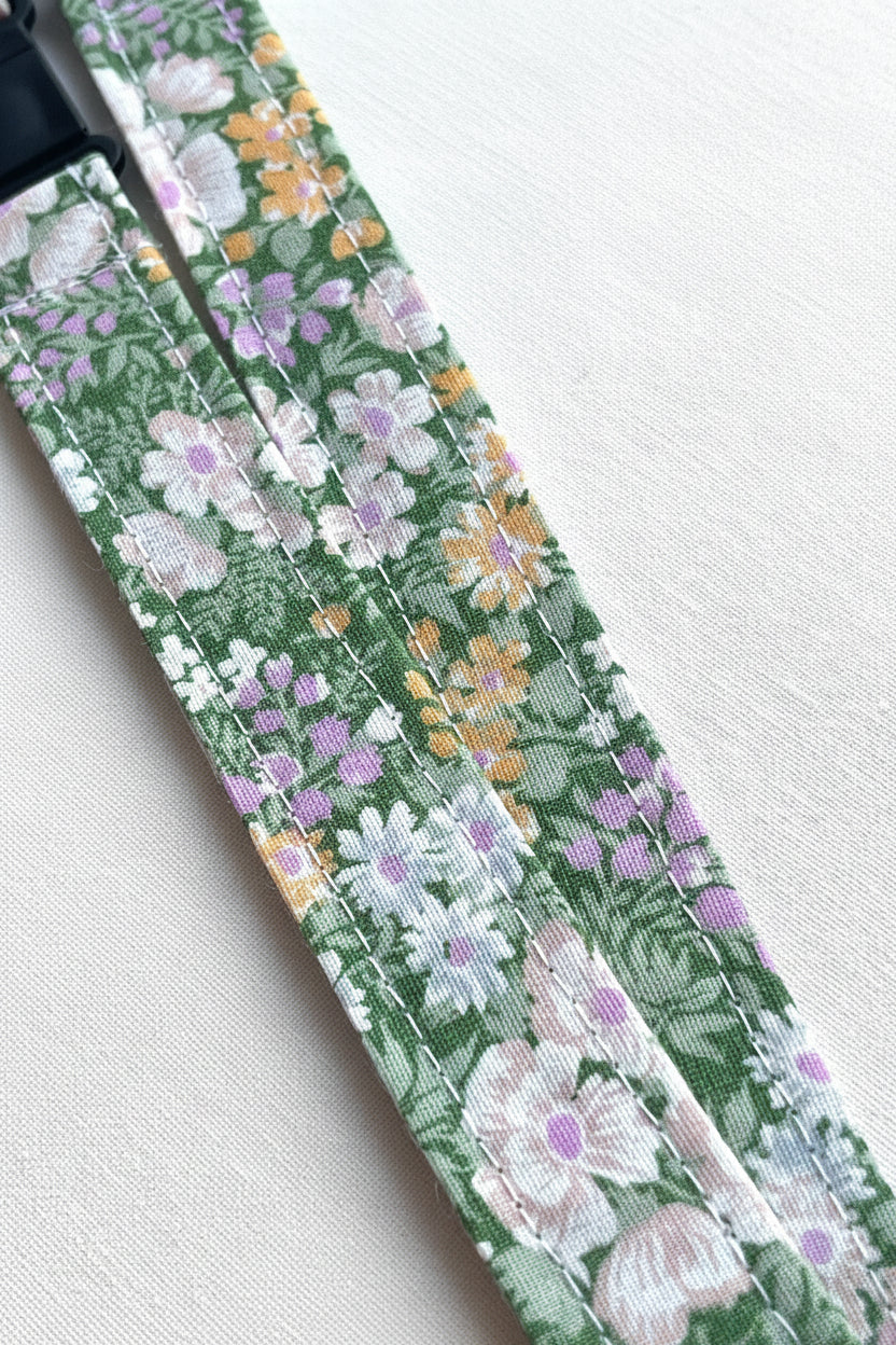 Reclaimed fabric: Wildflower Meadow fabric safety breakaway lanyard