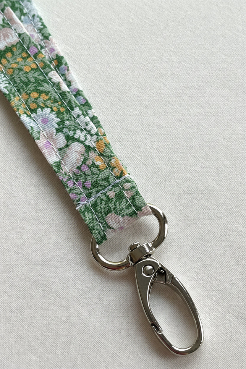 Reclaimed fabric: Wildflower Meadow fabric safety breakaway lanyard