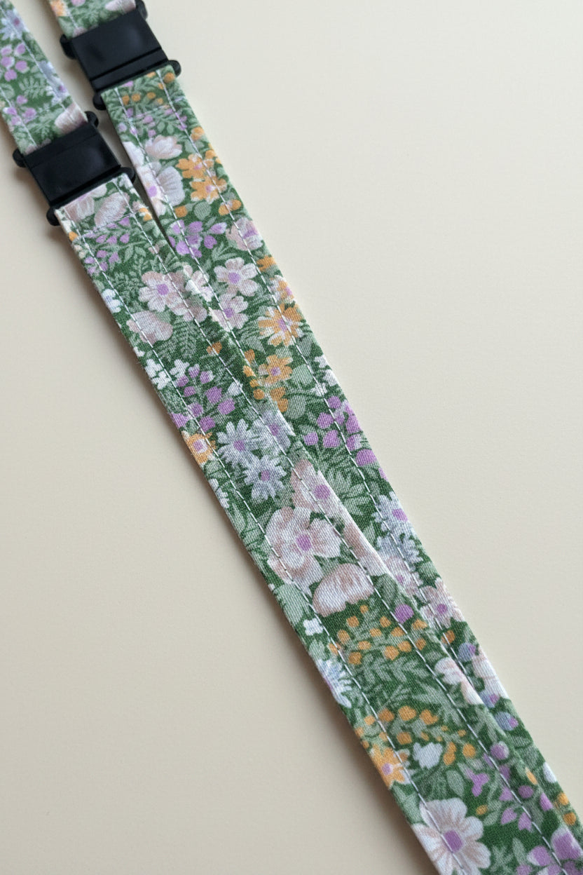 Reclaimed fabric: Wildflower Meadow fabric safety breakaway lanyard