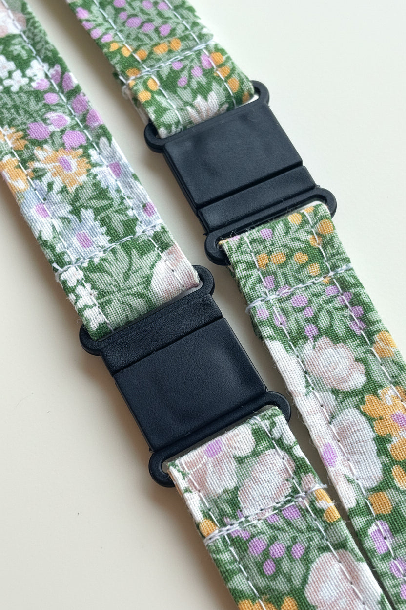 Reclaimed fabric: Wildflower Meadow fabric safety breakaway lanyard