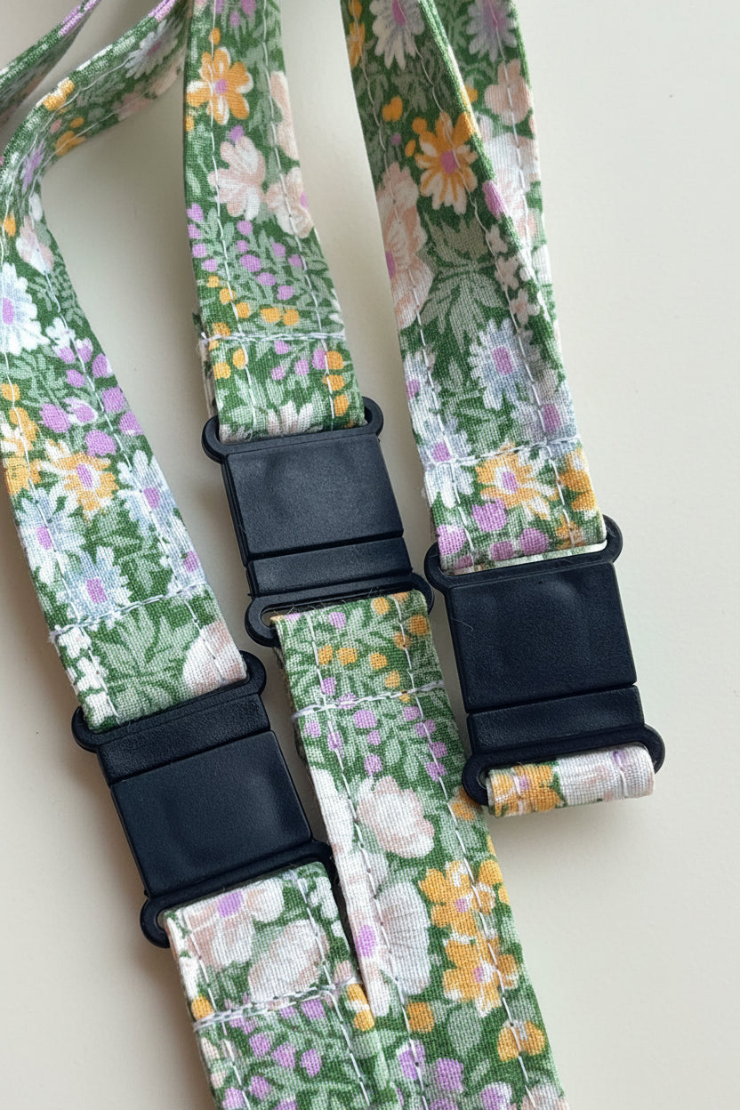 Reclaimed fabric: Wildflower Meadow fabric safety breakaway lanyard