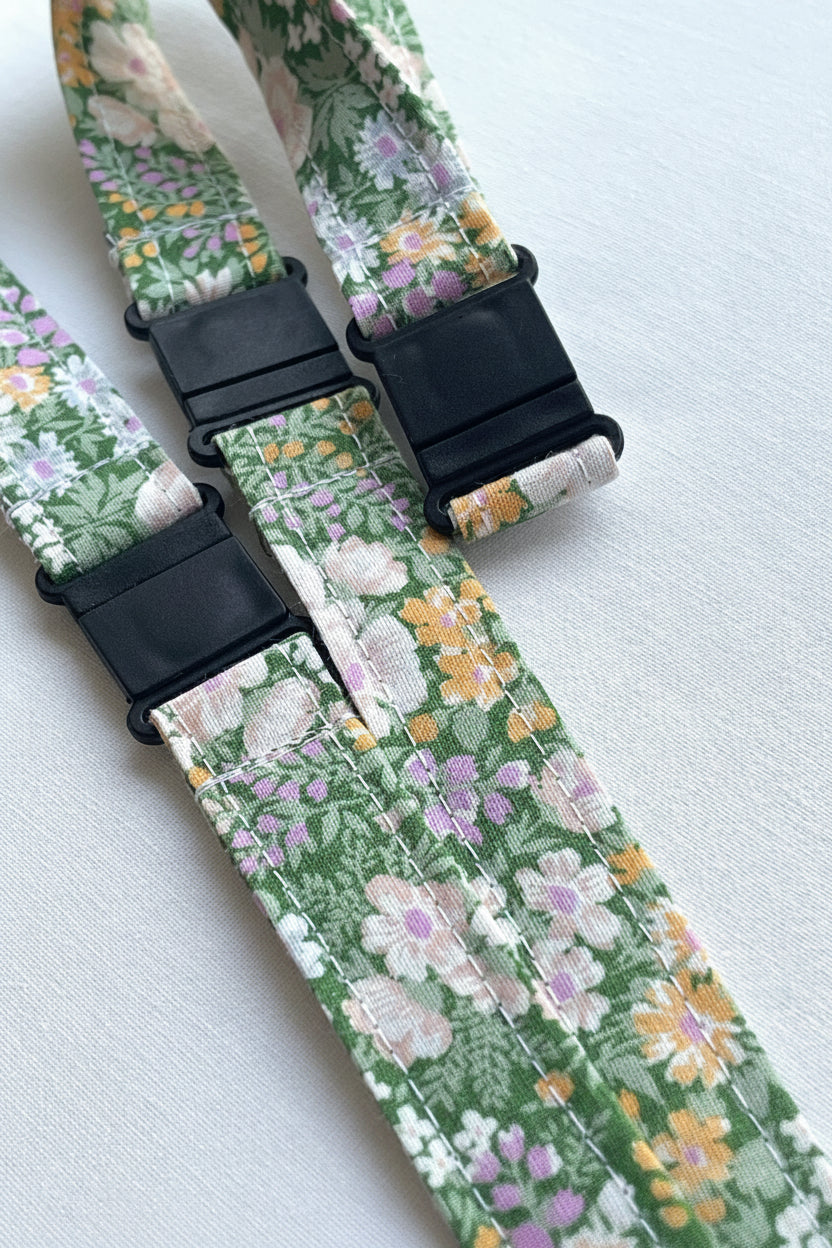 Reclaimed fabric: Wildflower Meadow fabric safety breakaway lanyard