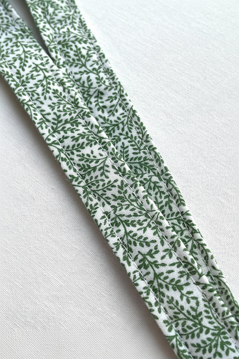 Reclaimed fabric: Olive Vine fabric safety breakaway lanyard