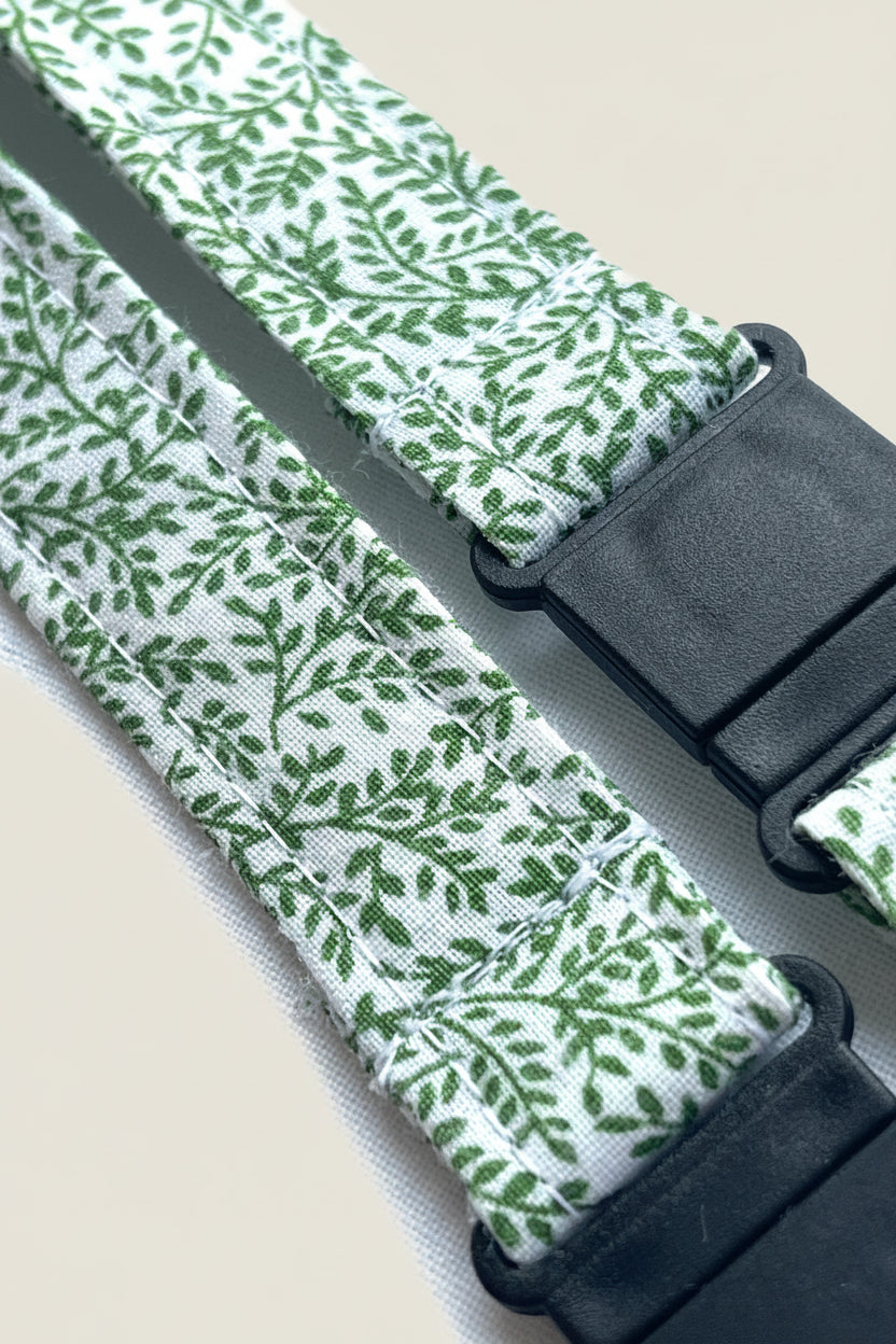 Reclaimed fabric: Olive Vine fabric safety breakaway lanyard