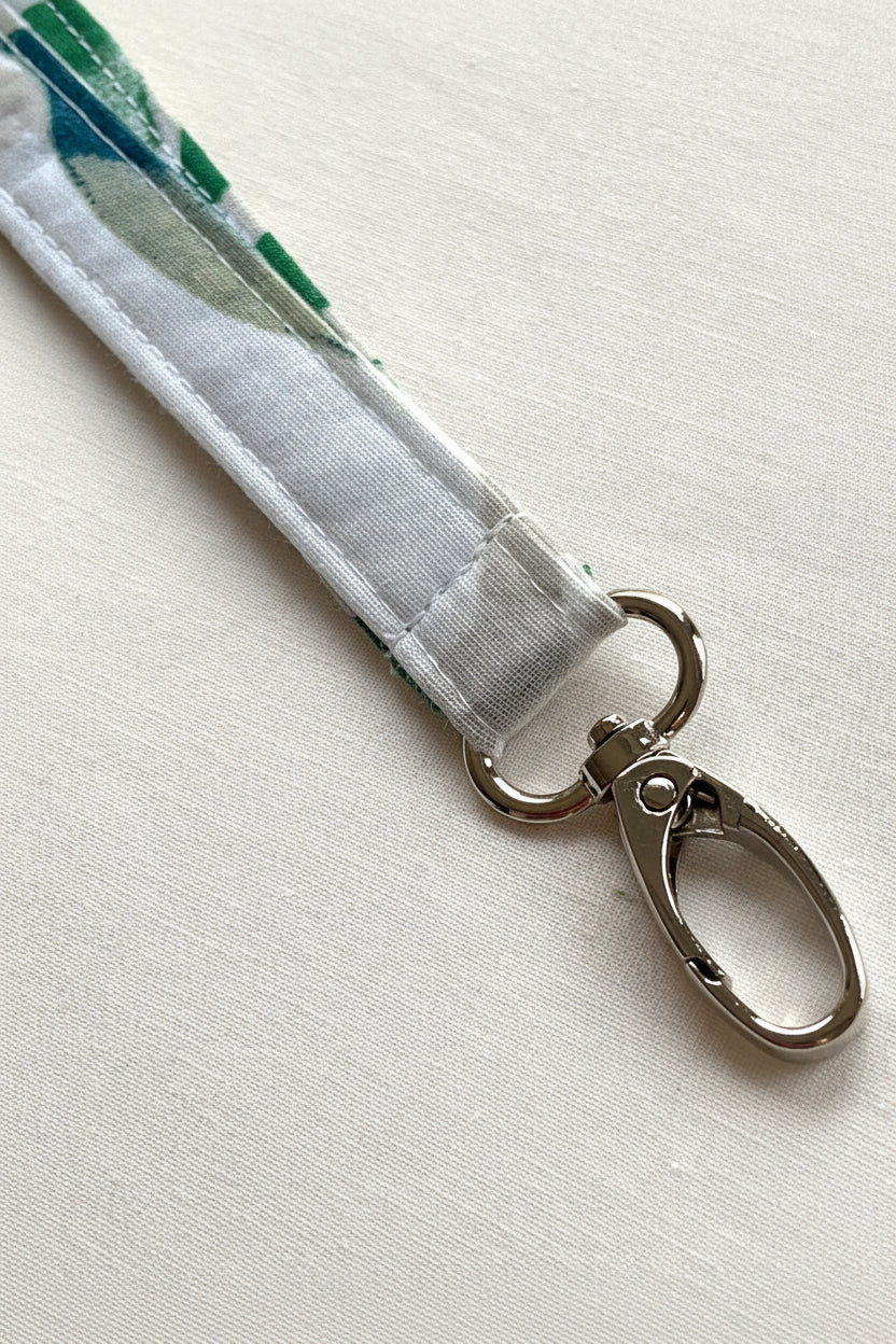 Reclaimed fabric: Willow Meadow fabric safety breakaway lanyard