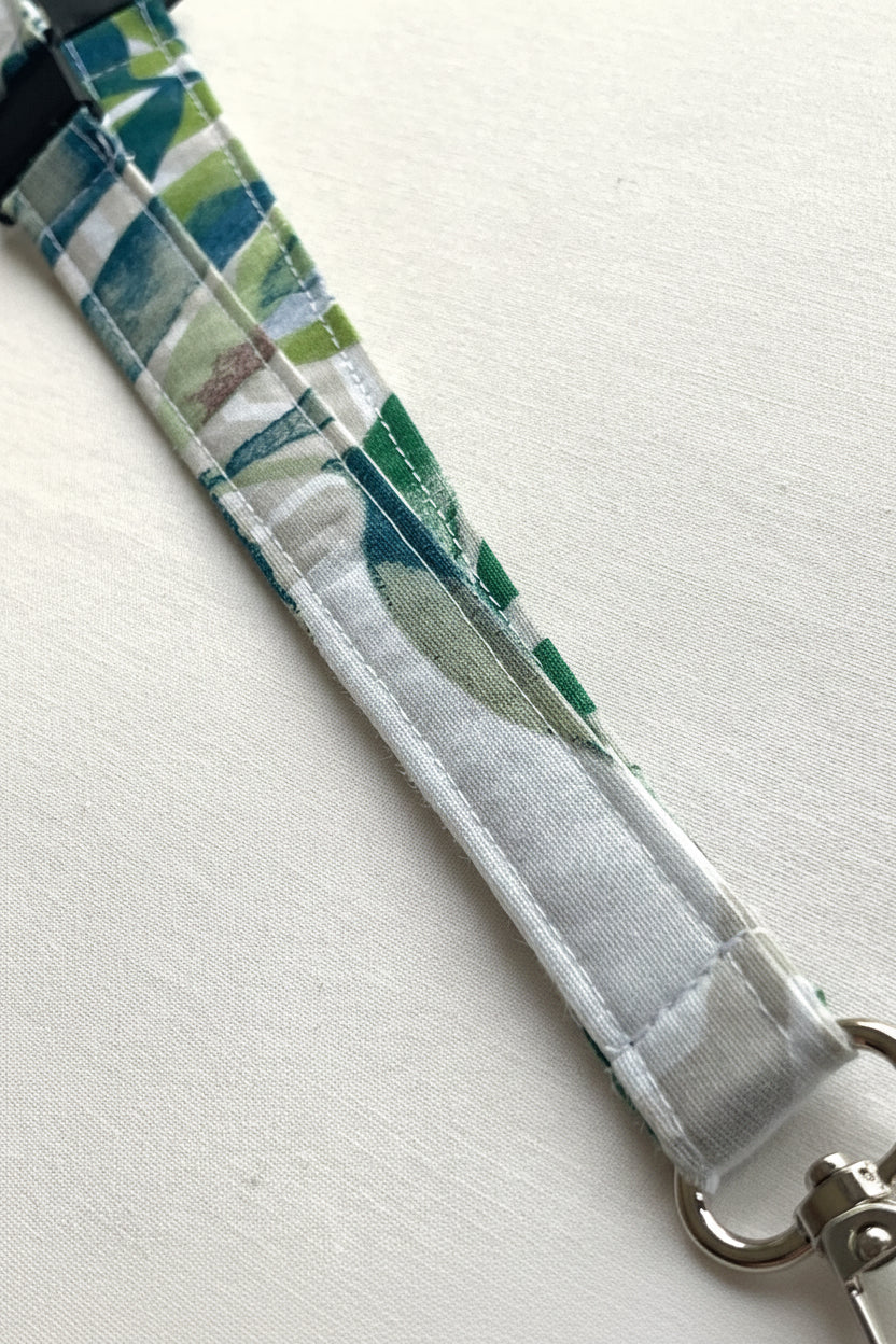 Reclaimed fabric: Willow Meadow fabric safety breakaway lanyard