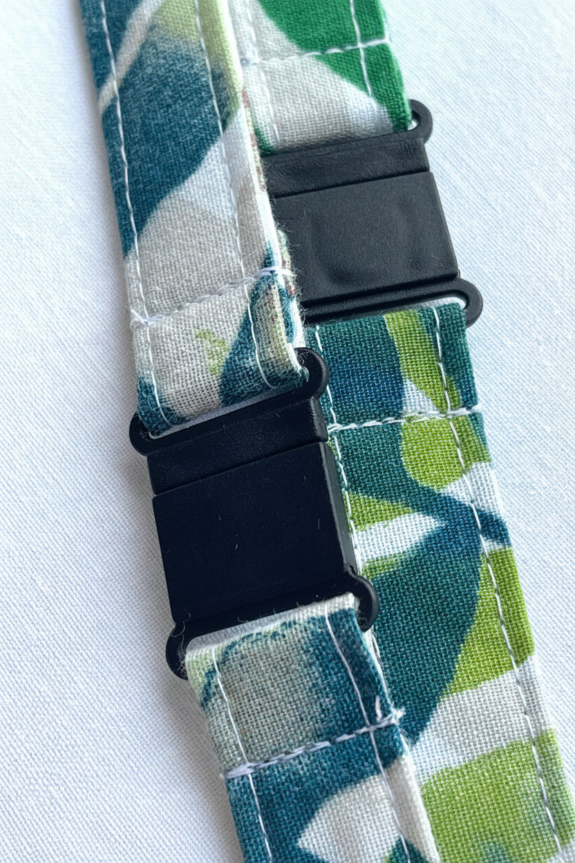 Reclaimed fabric: Willow Meadow fabric safety breakaway lanyard