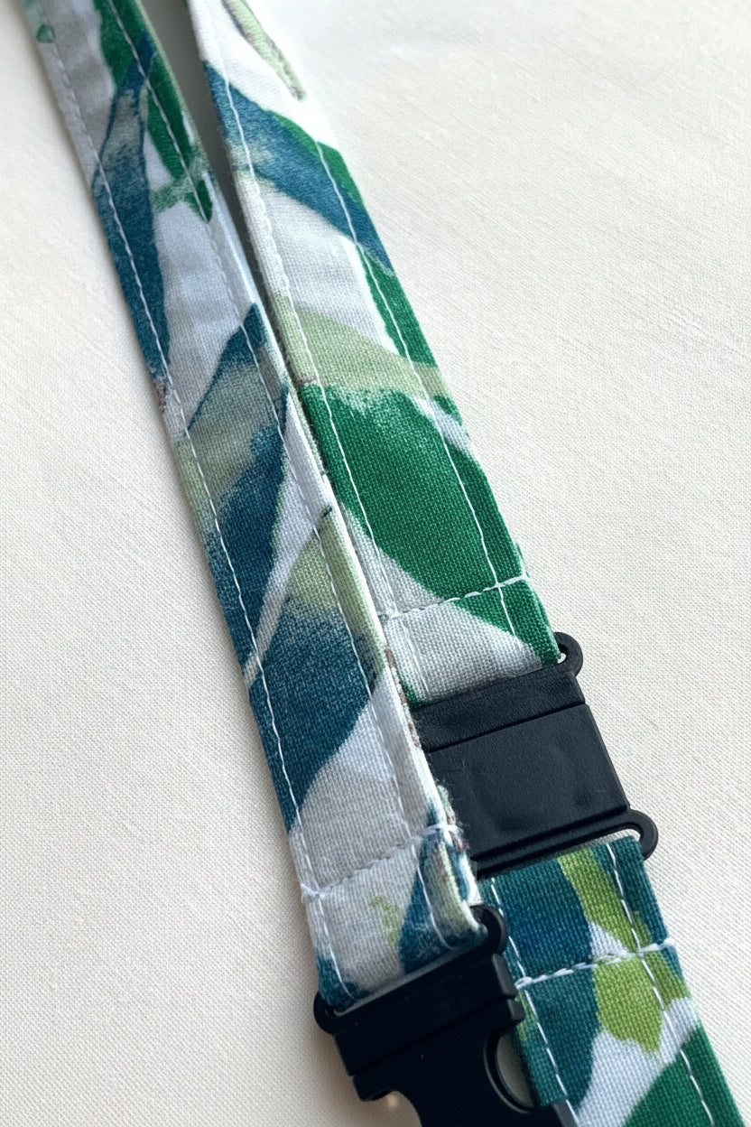Reclaimed fabric: Willow Meadow fabric safety breakaway lanyard