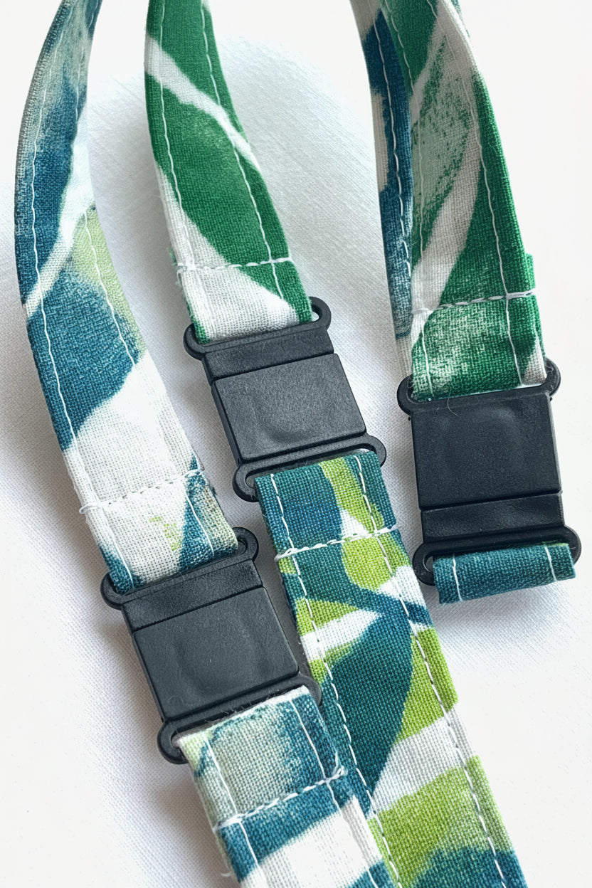 Reclaimed fabric: Willow Meadow fabric safety breakaway lanyard
