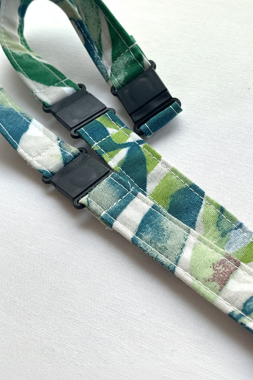 Reclaimed fabric: Willow Meadow fabric safety breakaway lanyard