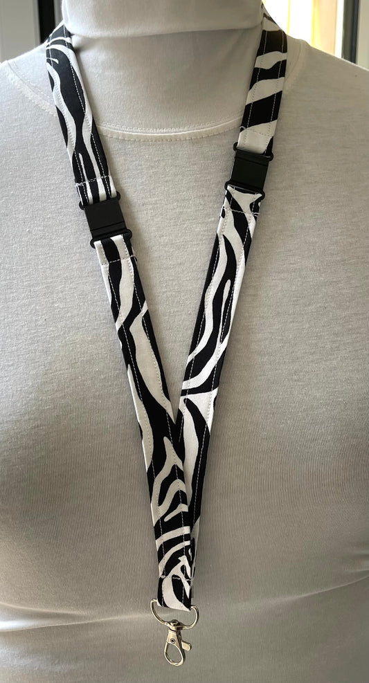 Zebra Fabric Breakaway Lanyard - House of Lanyards