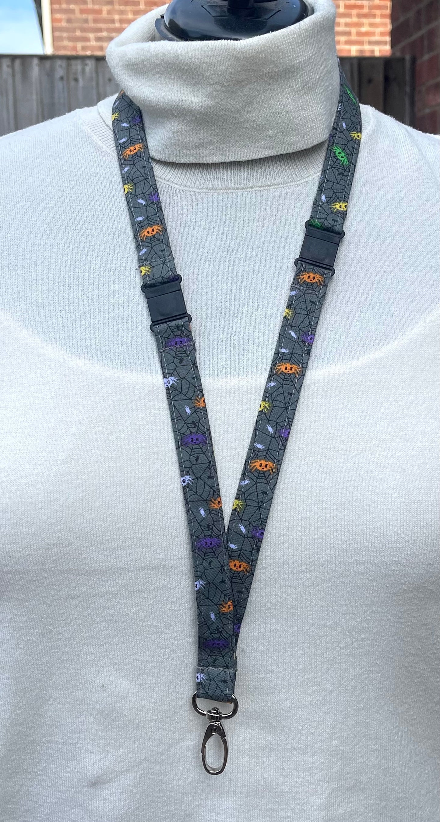 Spiders fabric lanyard