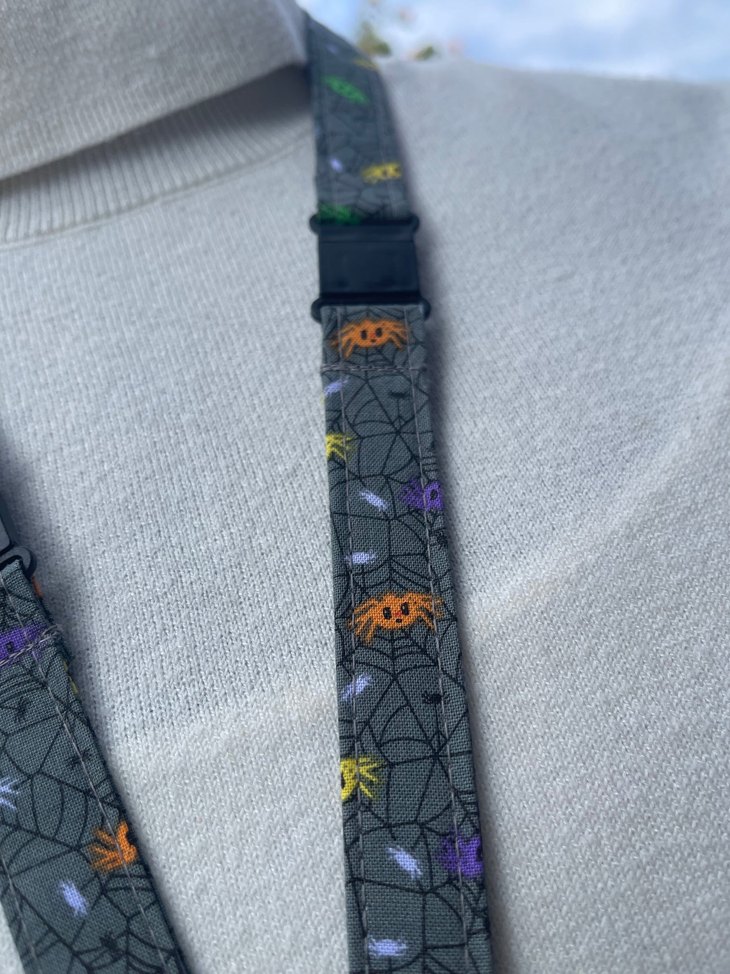 Spiders fabric lanyard