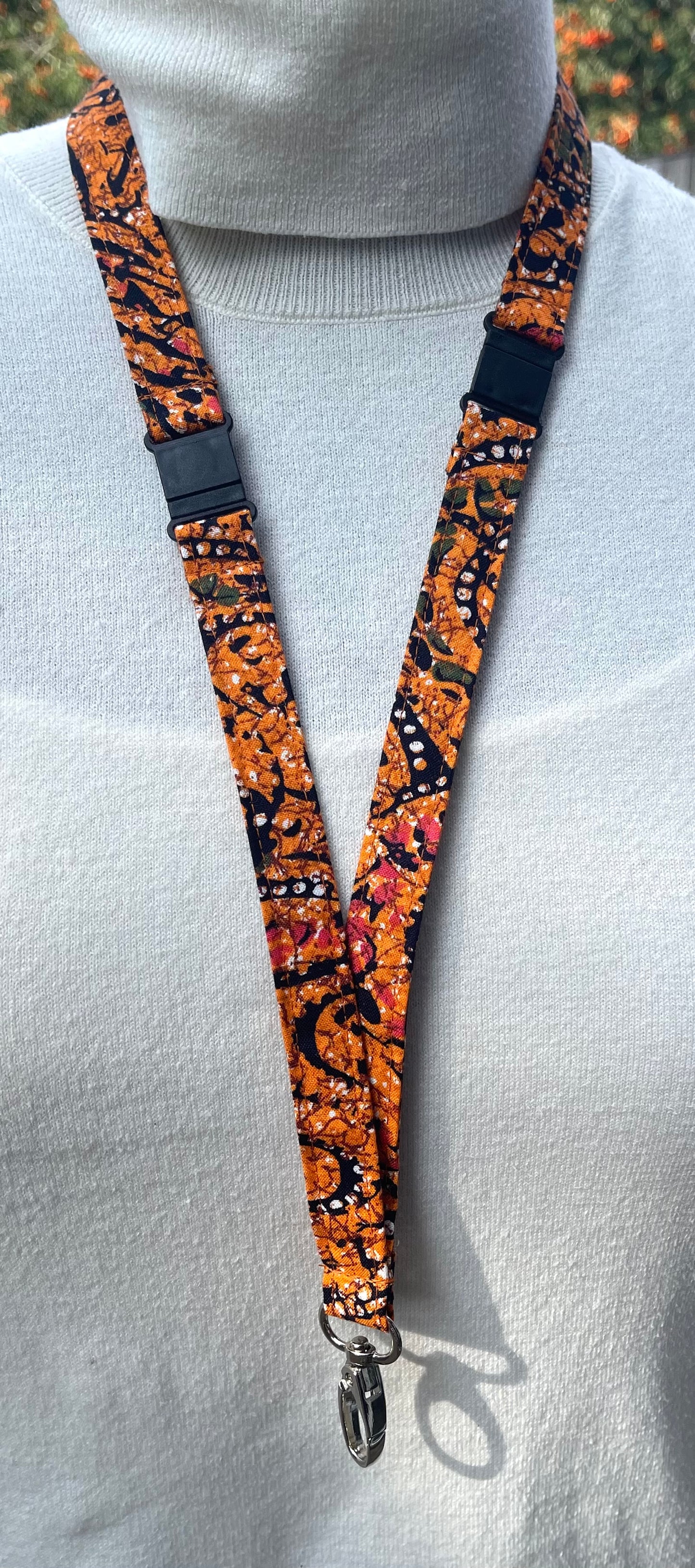 Reclaimed fabric: Spiced Paisley breakaway lanyard
