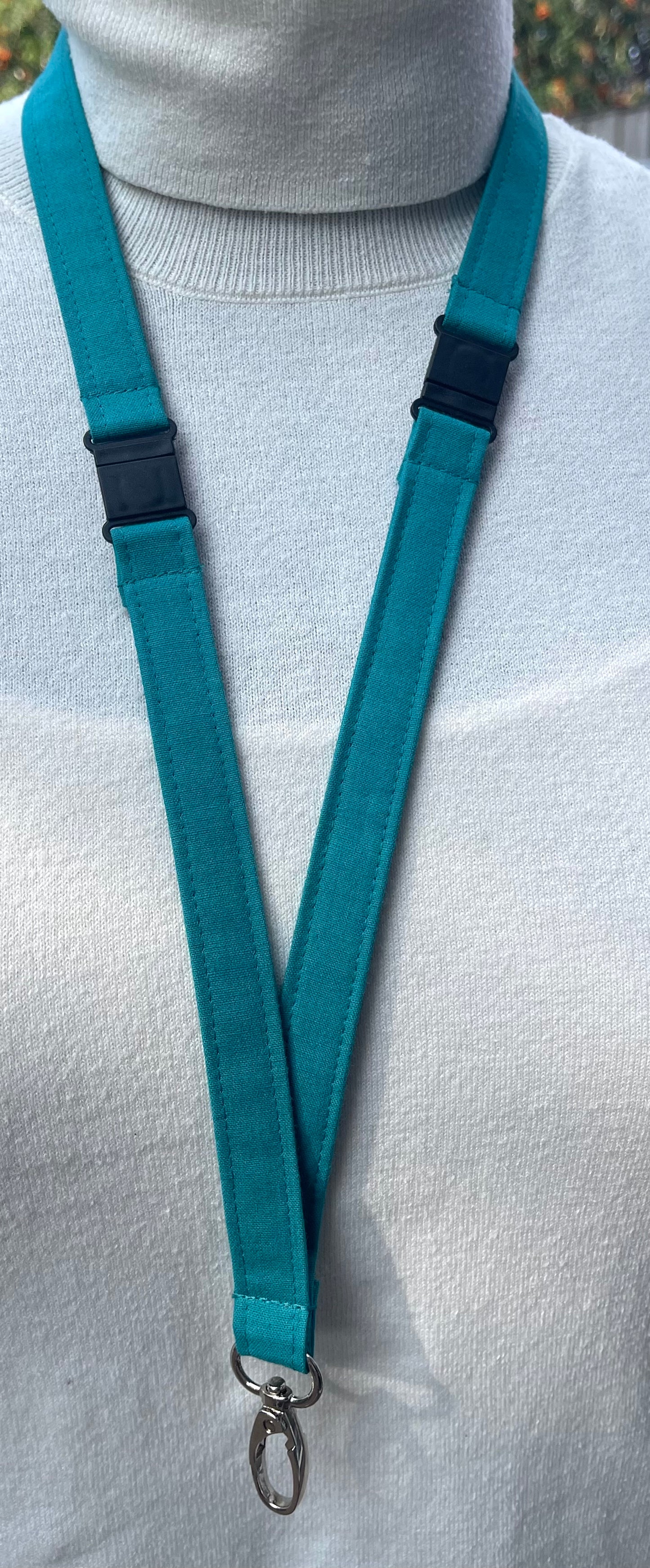 Plain Teal Fabric safety Breakaway Lanyard