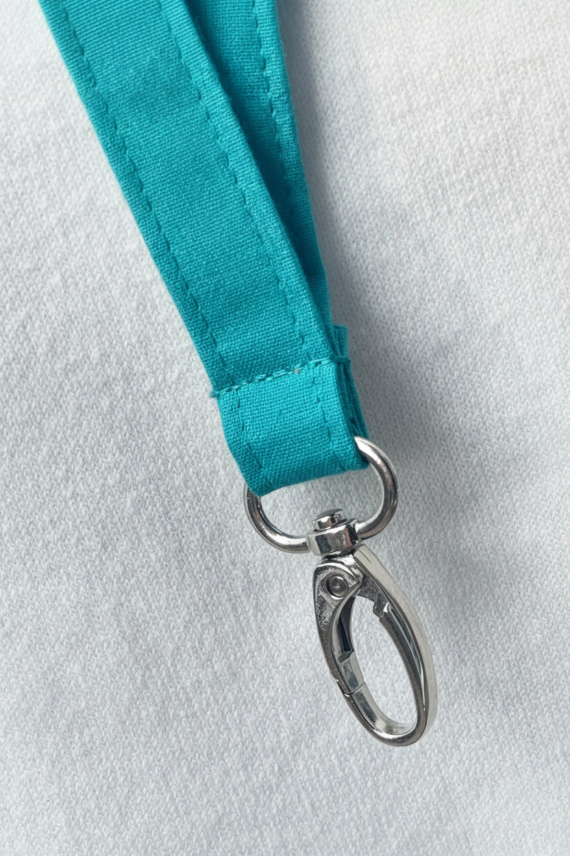 Plain Teal Fabric safety Breakaway Lanyard