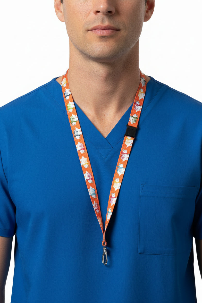 Orange Dinosaurs Fabric Breakaway Lanyard
